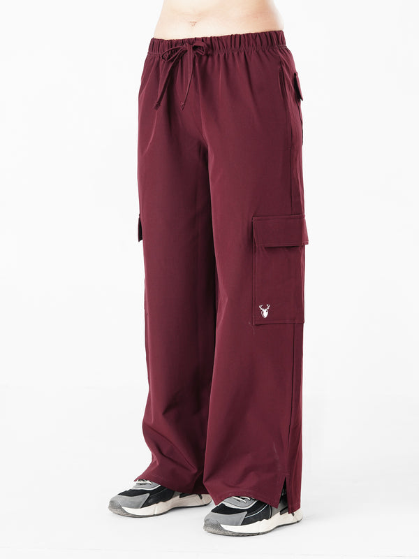 Modest Straight Fit Cargo Joggers in Maroon